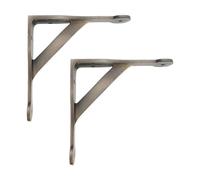 Infinity Decor Pair of Rustic Shelf Brackets Decorative Cast Iron Matt Antique Wall Braces for Farmhouse, Garden & Vintage Shelves