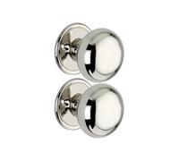 Infinity Decor Pair of Solid Brass Mushroom Shape Mortice Rim Door Knobs in Polished Nickel Finish - 50mm Round Pull Handles for Internal and External Doors