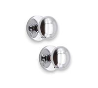 Infinity Decor Pair of Solid Brass Victorian Style Round Mortice Door Knobs 52mm - Pull Handles Set for Internal and External Doors (Polished Chrome)