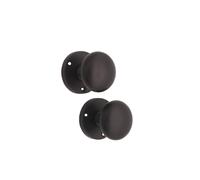 Infinity Decor Pair of Solid Brass Victorian Style Round Mortice Door Knobs 52mm - Pull Handles Set for Internal and External Doors (Matt Black)