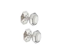 Infinity Decor Pair of Solid Heavy Cast Octagonal Large Mortice Door Knob Set Brass & Nickel (Nickel)