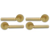 Infinity Decor Pair of Solid Zinc Zishan Straight Lever Door Pull Handle on Sprung Rose in Satin Brass Finish for Interior & Exterior Use (Pack of 2)
