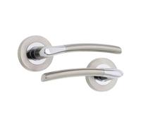 Infinity Decor Pair of Stylish Dual Tone Lever on Rose Door Handles Passage Pull Handles Set - Suitable for Both Interior and Exterior Doors