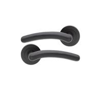 Infinity Decor Pair of Tang Arched Lever on Rose Door Handles Set Matt Black - Ideal for Interior & Exterior Doors