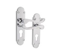Infinity Decor Pair of Traditional Polished Chrome Victorian Scroll Lever on Half Round Backplate Euro Lock Door Handles Set - Ideal for Internal & Exterior Doors