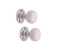 Infinity Decor Pair of Vintage Style Ceramic Mortice Door Knob Pull Handle on Polished Nickel Rose 60mm - Ideal for Interior & Exterior Doors