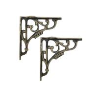 Infinity Decor Pair of Vintage Style L- Shaped Heavy Duty Cast Iron Matt Antique Scaffold Board Ironbridge Shelf Bracket Decorative Wall Braces for Books, Living Room