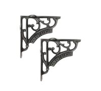 Infinity Decor Pair of Vintage Style L- Shaped Heavy Duty Cast Iron Pewter Scaffold Board Triangle Shelf Bracket Decorative Wall Braces for Books, Living Room