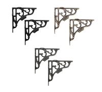 Infinity Decor Pair of Vintage Style L Shaped Heavy Duty Cast Iron Scaffold Board Ironbridge Right Angle Floating Shelf Bracket Decorative Wall Braces 150x150mm for Books Living Room (Pewter)