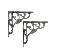 Infinity Decor Pair of Vintage Style L Shaped Heavy Duty Cast Iron Scaffold Board Ironbridge Right Angle Floating Shelf Bracket Decorative Wall Braces 125x125mm for Books Living Room (Pewter)