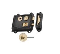 Infinity Decor Pewter Finish Regency Old Style Rim Latch Lock Set Made of Cast Iron & Solid Brass Ideal for Bedroom & Bathroom Door