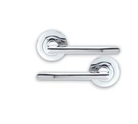 Infinity Decor Polished Chrome Straight Lever on Rose Door Handles Pair 115mm - Ideal for Internal and External Use