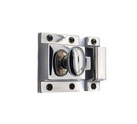 Infinity Decor Polished Nickel Kitchen Cupboard Catch with Attached Thumb Turn Latch Lock - Suitable for Wardrobe Dresser Furniture Doors