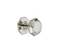 Infinity Decor Polished Nickel Octagonal Solid Brass Large Centre Door Knob Pull Handles 80mm - Ideal for External and Internal Use