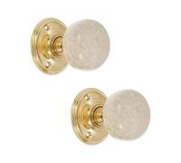 Infinity Decor Porcelain Mortice Door Knob - Ivory Crackle/Polished Chrome/Florentine Bronze/Polished Brass (Polished Brass)