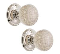 Infinity Decor Porcelain Mortice Door Knob - Ivory Crackle/Polished Nickel/Florentine Bronze/Polished Brass Rose (Polished Nickel)