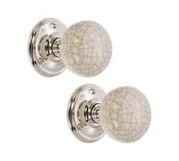 Infinity Decor Porcelain Mortice Door Knobs 65mm - Ivory Crackle Handle Bronze or Nickel for Interior Doors (Polished Nickel)