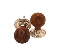 Infinity Decor Pure Ebony Wood & Rosewood Door Knobs/Wooden Beehive Victorian Mortice Rim Knob/Solid Brass Rose Plate Polished Nickel Finish (Rosewood Beehive)