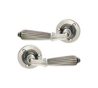 Infinity Decor Reeded Lever Door Handle on Rose Set- Aged Brass & Aged Nickel Mortice Door Handles from Regency Period Style (Aged Nickel)