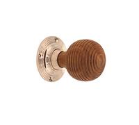 Infinity Decor Roosewood & Pure Ebony Wood Door Knobs/Wooden Beehive Victorian Mortice Rim Knob/Solid Brass Rose Plate Polished Nickel Finish (Rosewood Beehive)