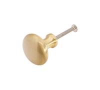 Infinity Decor Round Mushroom Shaped Solid Brass Cupboard Knob Satin Brass Pull Handle 32mm - Ideal for Drawer Cabinets Doors