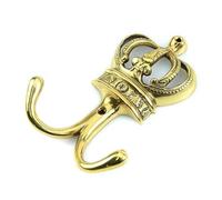 Infinity Decor Royal Crown Wall Mounted Coat Hooks in Brass for Hanging Hat, Clothes, Scarf, Key, Bag. (Polished Brass)