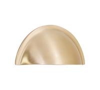 Infinity Decor Satin Brass Mushroom Knobs, Cup Pull Handles and Cupboard Catch for Kitchen Cabinet Doors (Small Cup Pull)