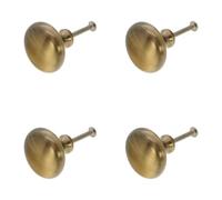 Infinity Decor Set of 4 Antique Brass Mushroom Shaped Solid Brass Round Cupboard Knobs Interior 38mm - Suitable for Furniture Wardrobe Cabinet Door Handles