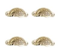 Infinity Decor Set of 4 Half Round Semi Circle Shell Cup Pull Handles Floral Design in Polished Brass for Furniture Kitchen Cupboard Drawer Cabinet Door 100mm