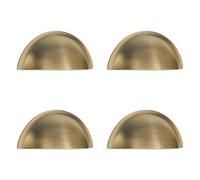 Infinity Decor Set of 4 Traditional Style Solid Brass Cup Shell Handle 85mm - Antique Brass Kitchen Cabinet Drawer Cupboard Door Pull