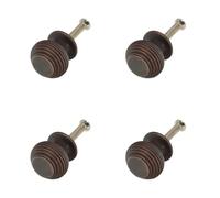 Infinity Decor Set of 4 Vintage Style Aged Bronze Beehive Reeded Solid Brass Cupboard Knob Interior 30mm - Suitable for Furniture Wardrobe Cabinet Pull Handle