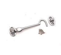 Infinity Décor Solid Brass Cabin Hook and Eye Silent Catch 100mm Door Window Shed Gate Latches in Satin Chrome Finish