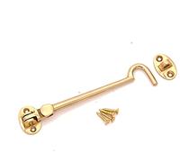 Infinity Decor Solid Brass Cabin Hook and Eye Silent Catch 150mm Door Window Shed Gate Latches in Polished Brass Finish