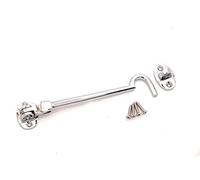 Infinity Decor Solid Brass Cabin Hook and Eye Silent Catch 150mm Door Window Shed Gate Latches in Polished Chrome Finish