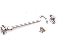 Infinity Decor Solid Brass Cabin Hook and Eye Silent Catch 150mm Door Window Shed Gate Latches in Satin Chrome Finish