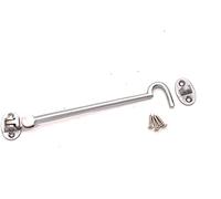 Infinity Decor Solid Brass Cabin Hook and Eye Silent Catch 200mm Door Window Shed Gate Latches in Satin Chrome Finish