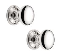 Infinity Decor Solid Brass Cottage Round Mortice/Rim Doorknob 40mm Polished Nickel Finish Internal and External Door Hardware Accessory