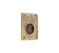 Infinity Decor Solid Brass Flush Ring Pull Handle Hatch 50mm x 37mm Antique Brass Recessed Furniture Pull Ideal for Doors, Windows, Wardrobe, Cabinet