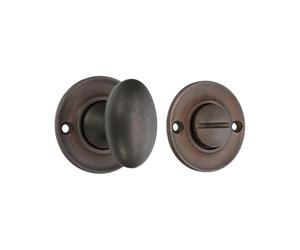 Infinity Decor Solid Brass Modern Style Slimline Bathroom Privacy Thumb Turn and Release Latch Lock for Interior Exterior Toilet Doors (Matt Antique)