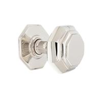 Infinity Decor Solid Brass Octagonal Centre Door Knobs Large - Polished Nickel Dummy Door Pull Handles for External and Internal Use.