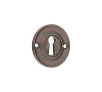 Infinity Decor Solid Brass Slimline Standard Door Lock Keyhole Cover Plate Escutcheon 42mm - Ideal for Front Exterior Doors (Aged Bronze)