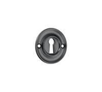 Infinity Decor Solid Brass Slimline Standard Door Lock Keyhole Cover Plate Escutcheon 42mm in Matt Black Finish - Ideal for Front Exterior Doors