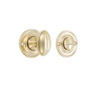 Infinity Decor Solid Brass Traditional Style Slimline Bathroom Privacy Thumb Turn and Release Set Polished Brass Finish for Interior Exterior Toilet Doors