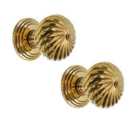 Infinity Decor Solid Brass Twisted Spiral Mortice Door Knobs Set Aged Brass 60mm - Round Pull Handles Ideal for Interior and Exterior Use