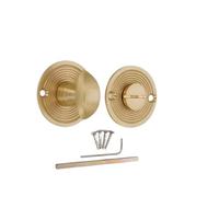 Infinity Decor Solid Brass Vintage Bathroom Thumb Turn and Release Set Satin Brass Finish - Ideal for Internal Bathroom and Toilet Doors Privacy