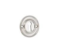 Infinity Decor Solid Brass Vintage Style Slimline Standard Escutcheon Door Lock Keyhole Cover 42mm in Satin Nickel Finish for Front Internal and External Doors