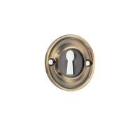 Infinity Decor Solid Brass Vintage Style Slimline Standard Escutcheon Door Lock Keyhole Cover for Front Doors 42mm (Antique Brass)