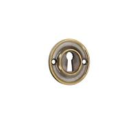 Infinity Decor Solid Brass Vintage Style Slimline Standard Escutcheon Door Lock Keyhole Cover in Aged Brass Finish for Front Doors 42mm