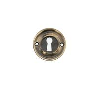 Infinity Decor Solid Brass Vintage Style Slimline Standard Escutcheon Door Lock Keyhole Cover in Antique Brass Finish for Front Doors 42mm