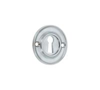 Infinity Decor Solid Brass Vintage Style Slimline Standard Escutcheon Door Lock Keyhole Cover in Satin Chrome Finish for Front Doors 42mm